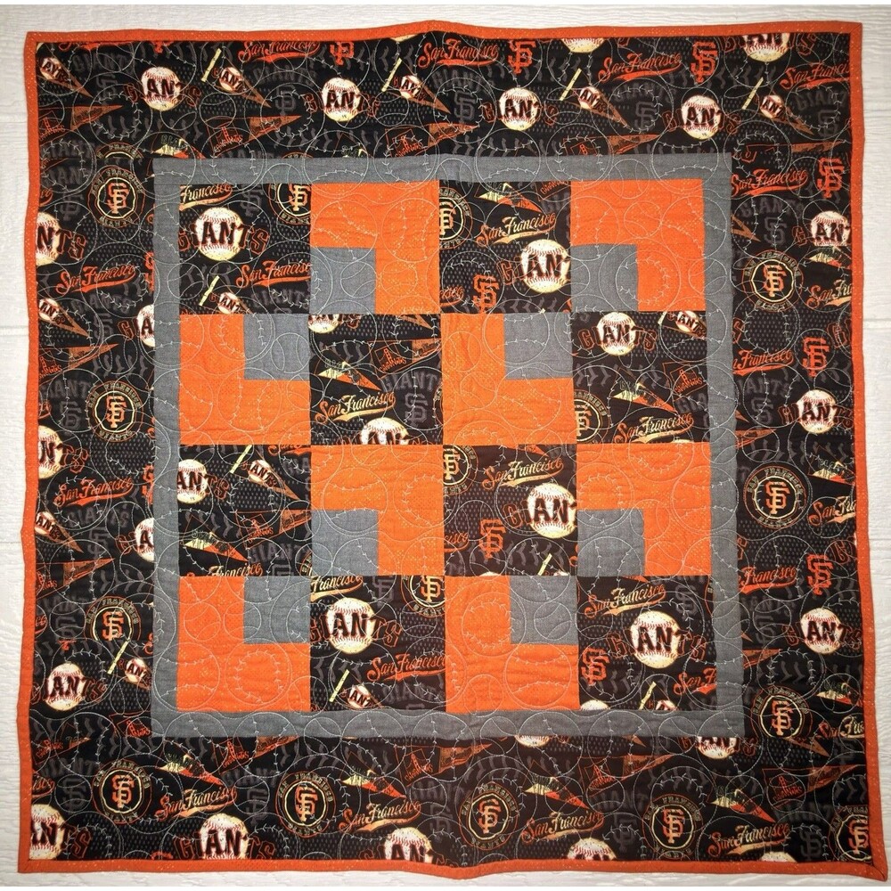 SF Giants Reversible Handmade Quilt Blanket 30x30 MLB Baseball Stitch Patchwork